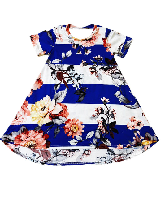MOQ 5 PCS Preorder GSD3113 Flower Leaf Blue White Short Sleeve Dresses for Girls 202511