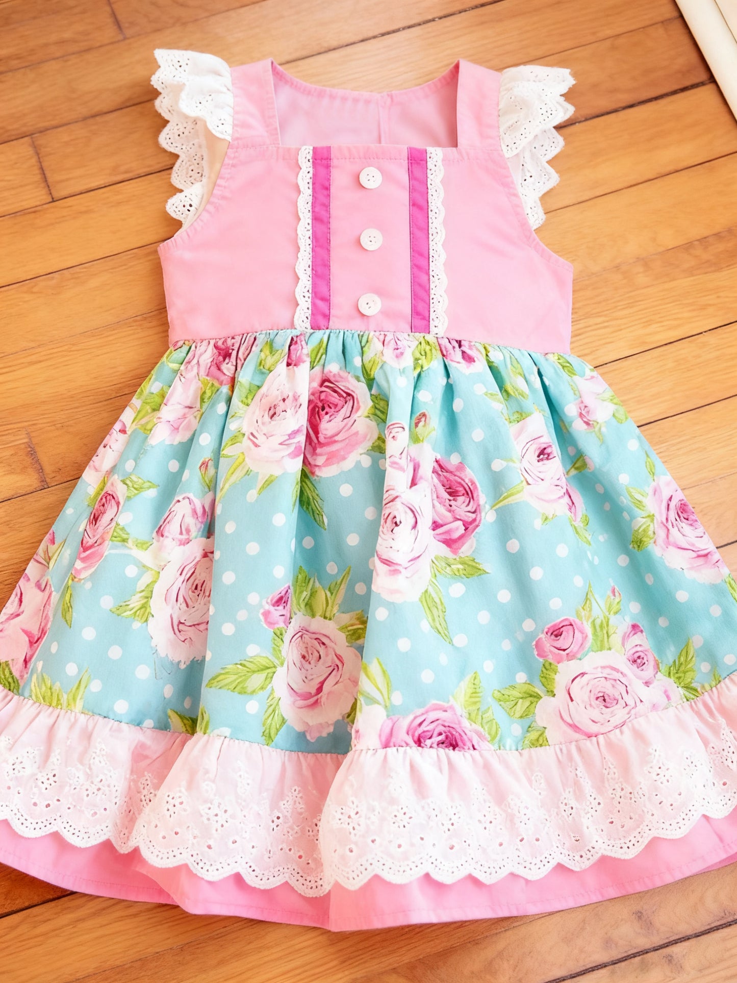 MOQ 5 PCS Preorder GSD3158 Flower Lace Ruffle Flying Sleeve Pink Dresses for Girls 202511