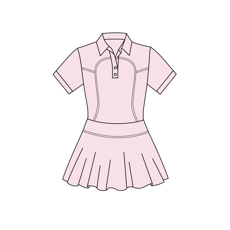 MOQ 5 PCS preorder GSD3160 Solid Pink Buttons Polo Short Sleeve Yoga Dresses for Girls 202511
