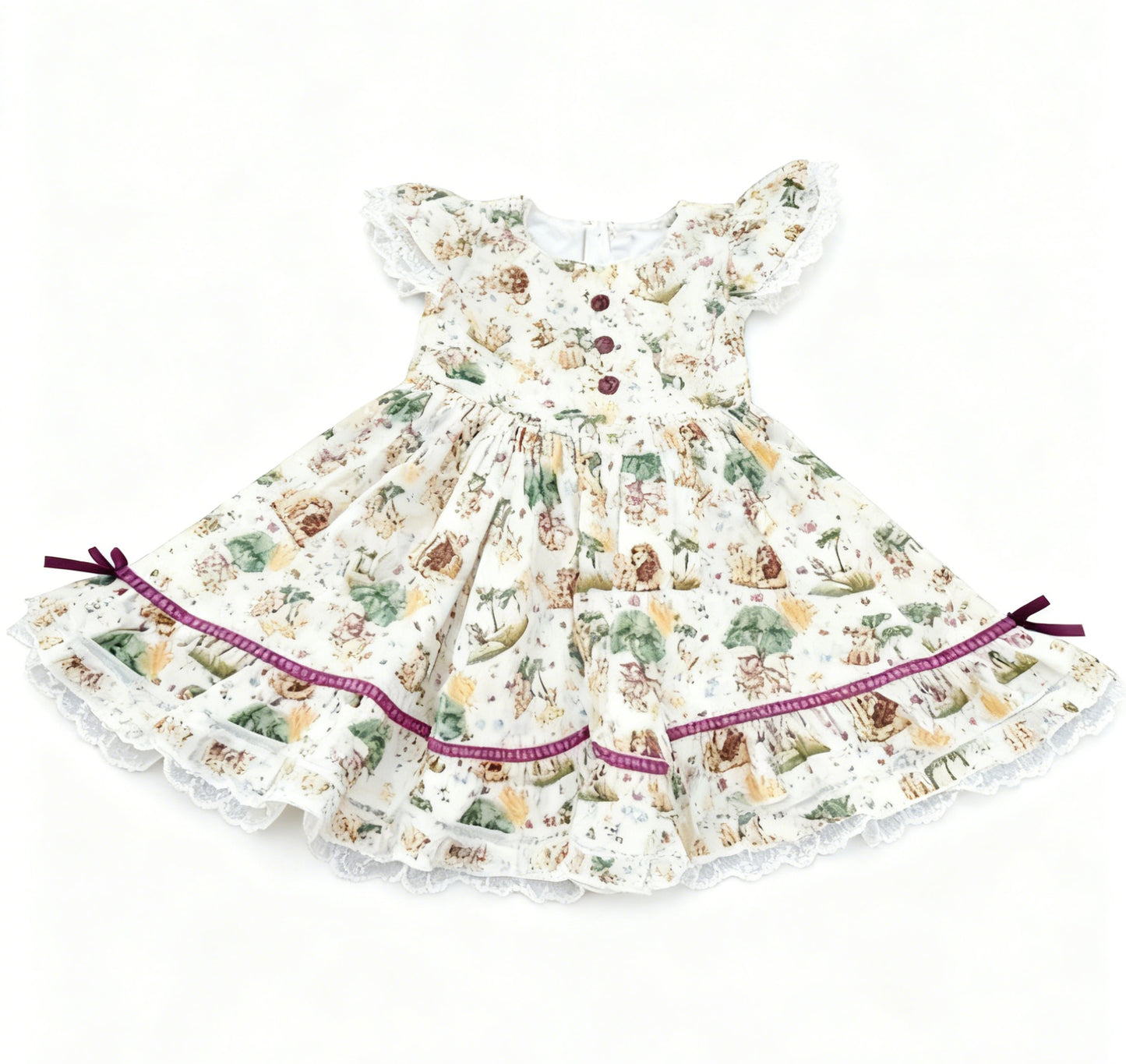 MOQ 5 PCS Preorder GSD3223 Cartoon Lion Lace Ruffle Flying Dresses for Girls 202511