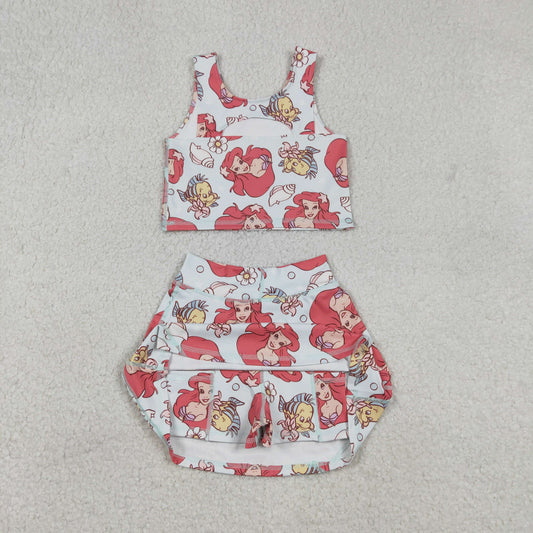 GSD3231 Mermaid Princess Blue Sleeveless Top Skirts Shorts 2 pieces Girls Yoga Sets 202512 RTS