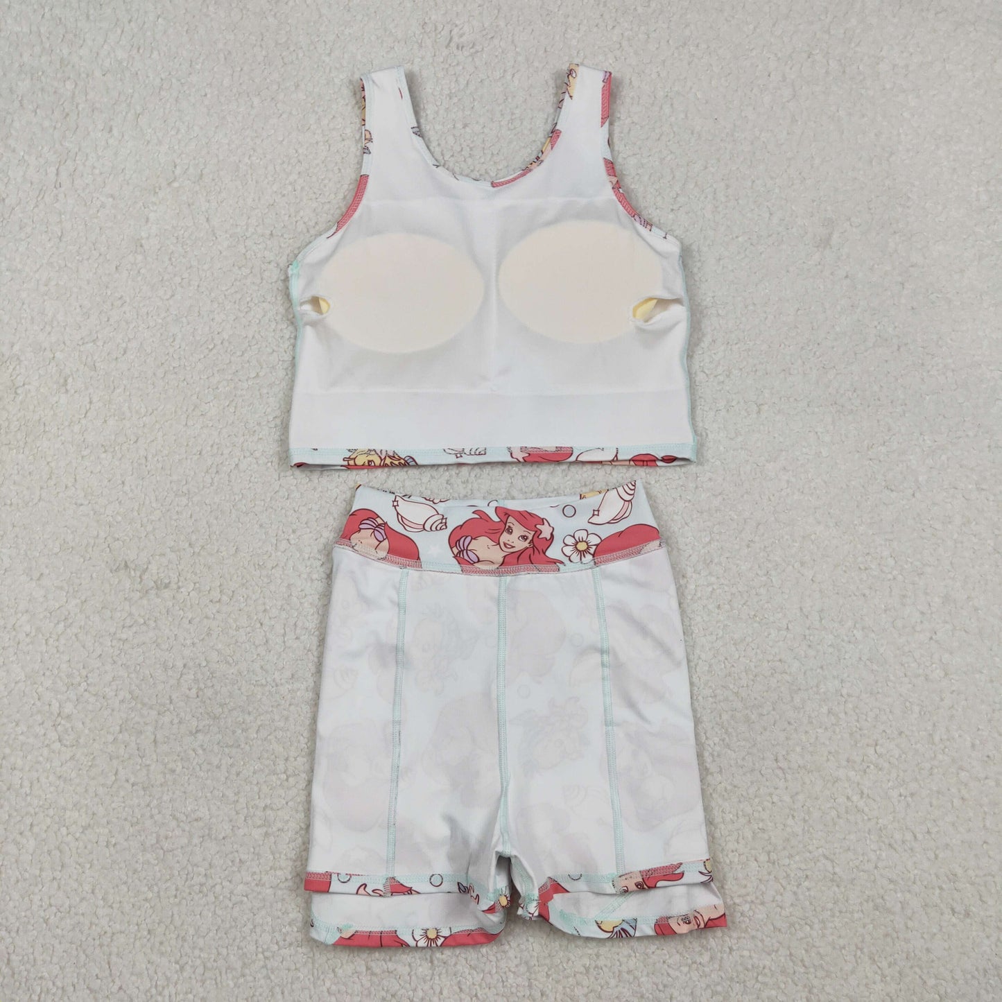 GSD3231 Mermaid Princess Blue Sleeveless Top Skirts Shorts 2 pieces Girls Yoga Sets 202512 RTS