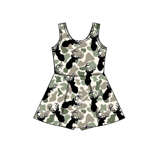 MOQ 5 PCS preorder GSD3233 Deer Hunting Camouflage Sleeveless Yoga Dresses for Girls 202511