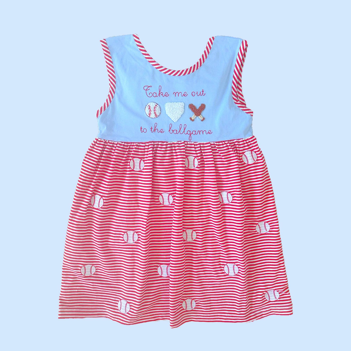 MOQ 5 PCS Preorder GSD3237 Baseball Team Sleeveless Dresses for Girls 202511