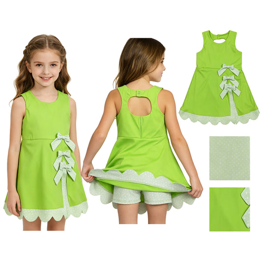 GSD3316 Bows Light Green Sleeveless Yoga Dresses for Girls 202605 RTS