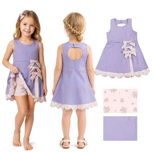 GSD3317 Bows Purple Sleeveless Yoga Dresses for Girls 202604 RTS