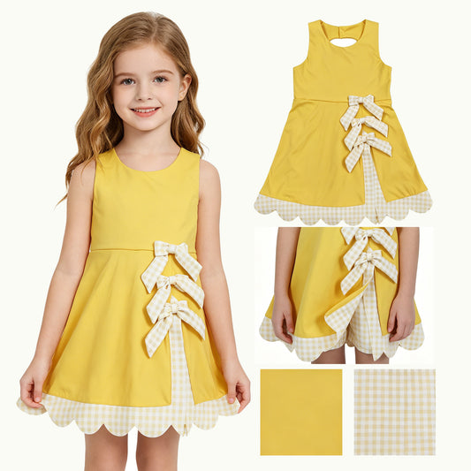 GSD3318 Bows Light Yellow Sleeveless Yoga Dresses for Girls 202605 RTS