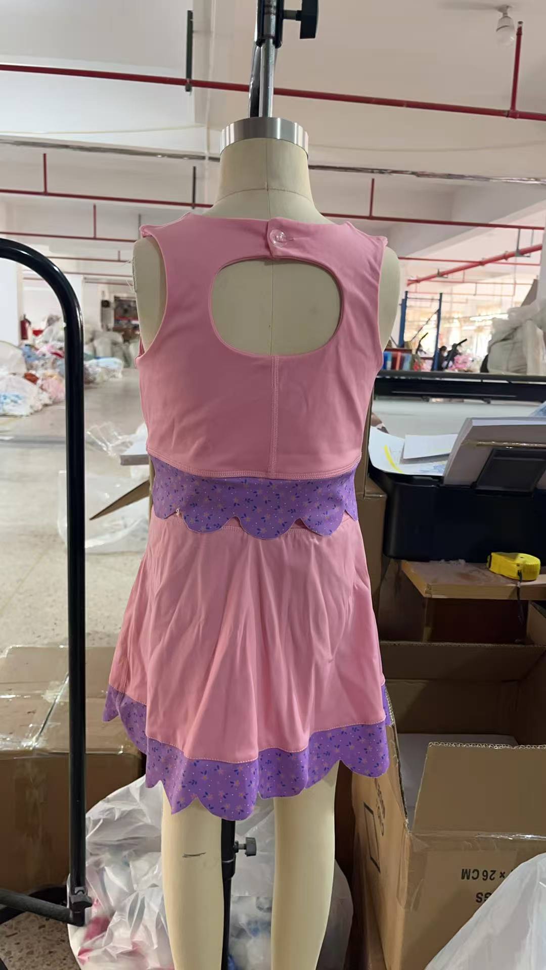 NO MOQ preorder GSD3319 Bows Pink Sleeveless Top with Pleated Skirts for Girls Yoga Sets 202601