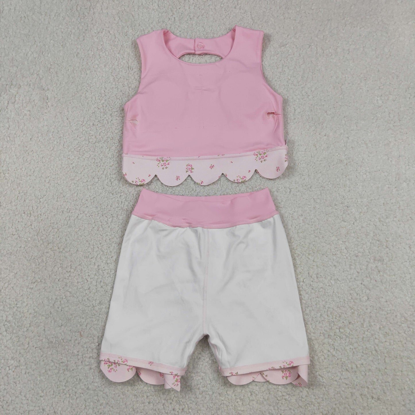 GSD3321 Bows Light Pink Sleeveless Top with Skirts for Girls Yoga Sets 202605 RTS