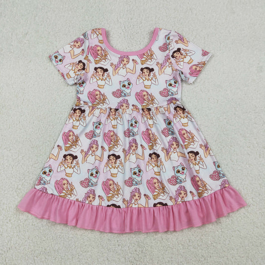 GSD3394 K-POP Love Disco Pink Short Sleeve Dresses for Girls 202601 RTS