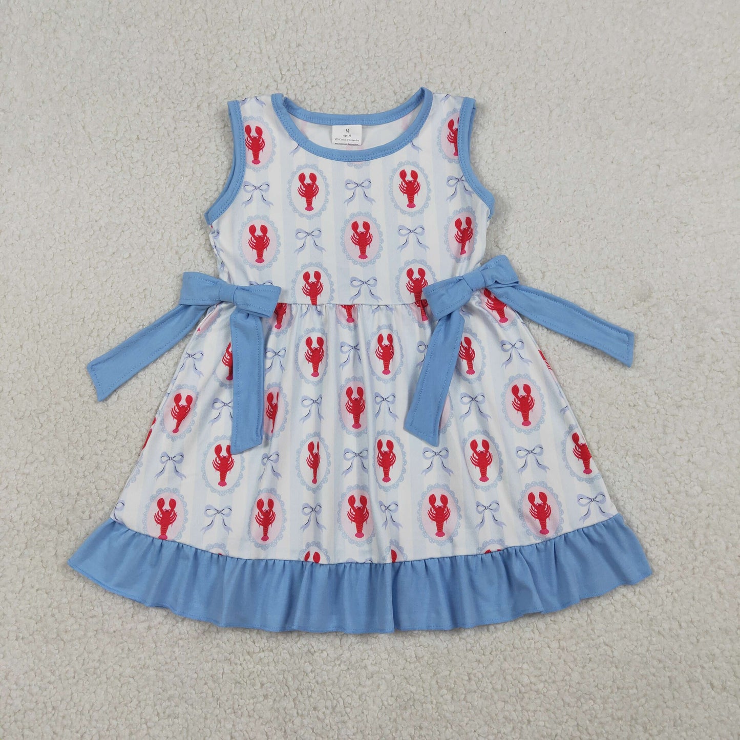 GSD3448 Crayfish Blue Bows Ruffle Sleeveless Dresses for Girls 202601 RTS