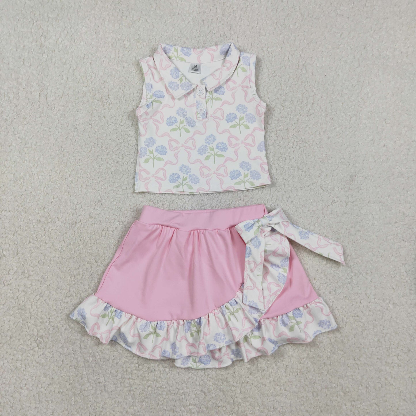 Sibling Matching Clothes Girls Polo Sleeveless Skirts Yoga Sets 202604 RTS