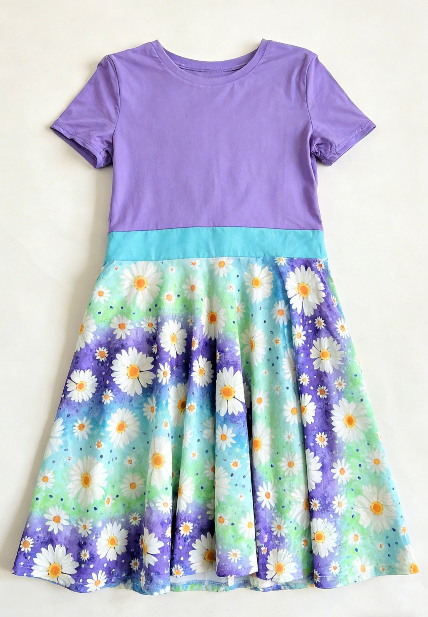 MOQ 5 PCS Preorder GSD3534 Flower Purple Short Sleeve Dresses for Girls 202601