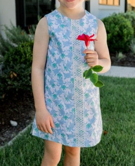 MOQ 5 PCS Preorder GSD3555 Turtle Pattern Blue Sleeveless Dresses for Girls 202601