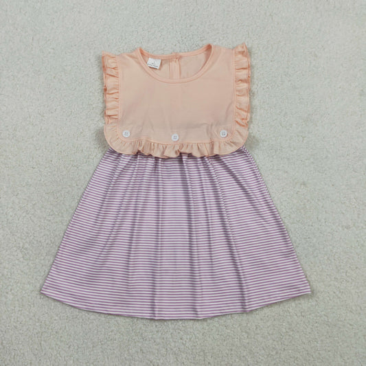 GSD3559 Purple Stripe Orange Pink Ruffle Sleeveless Dresses for Girls 202602 RTS