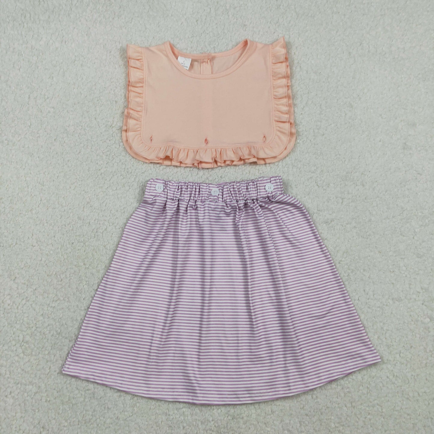 GSD3559 Purple Stripe Orange Pink Ruffle Sleeveless Dresses for Girls 202602 RTS