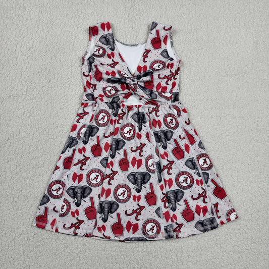 GSD3582 GO TEAM A Elephant Bow Gray Yoga Sleeveless Dresses for Girls 202606 RTS