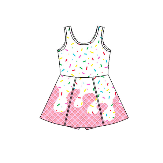 MOQ 5 preorder GSD3594 Waffle Ice Cream Drip Clothes Pink Yoga Sleeveless Dresses for Girls 202601