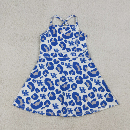 GSD3630 Go Team UK Gray Blue Leopard Yoga Sleeveless Dresses for Girls 202603 RTS
