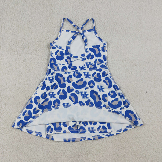 GSD3630 Go Team UK Gray Blue Leopard Yoga Sleeveless Dresses for Girls 202603 RTS