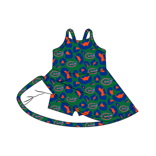 MOQ 5 PCS preorder GSD3631 Go Team Crocodile Orange Blue Leopard Dark Green Yoga Sleeveless Dresses for Girls 202601