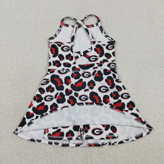 GSD3632 Go Team G Red Black Leopard Yoga Sleeveless Dresses for Girls 202603 RTS