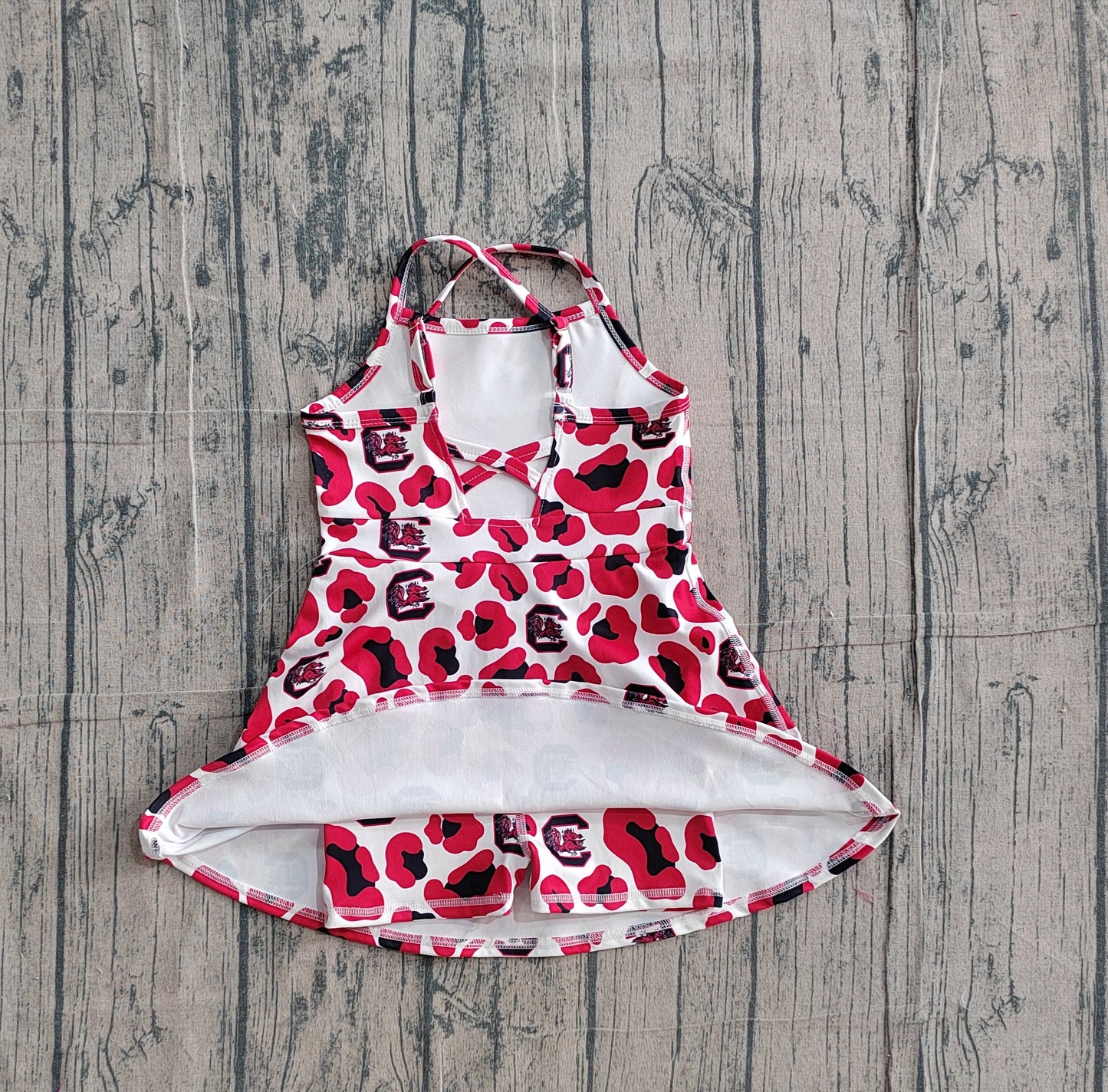 NO MOQ preorder GSD3633 Go Team C Black Red Leopard Yoga Sleeveless Dresses for Girls 202602