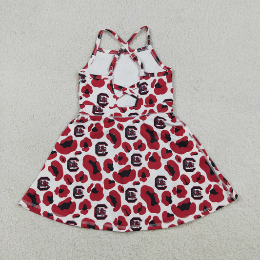 GSD3633 Go Team C Black Red Leopard Yoga Sleeveless Dresses for Girls 202603 RTS