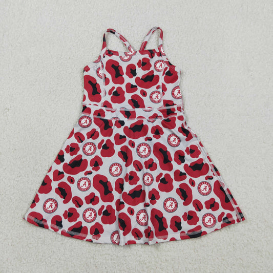 GSD3635 Go Team A Red Black Leopard Yoga Sleeveless Dresses for Girls 202602 RTS