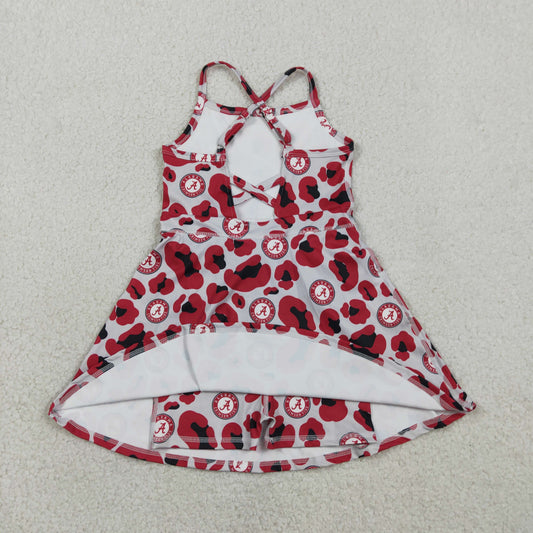 GSD3635 Go Team A Red Black Leopard Yoga Sleeveless Dresses for Girls 202602 RTS