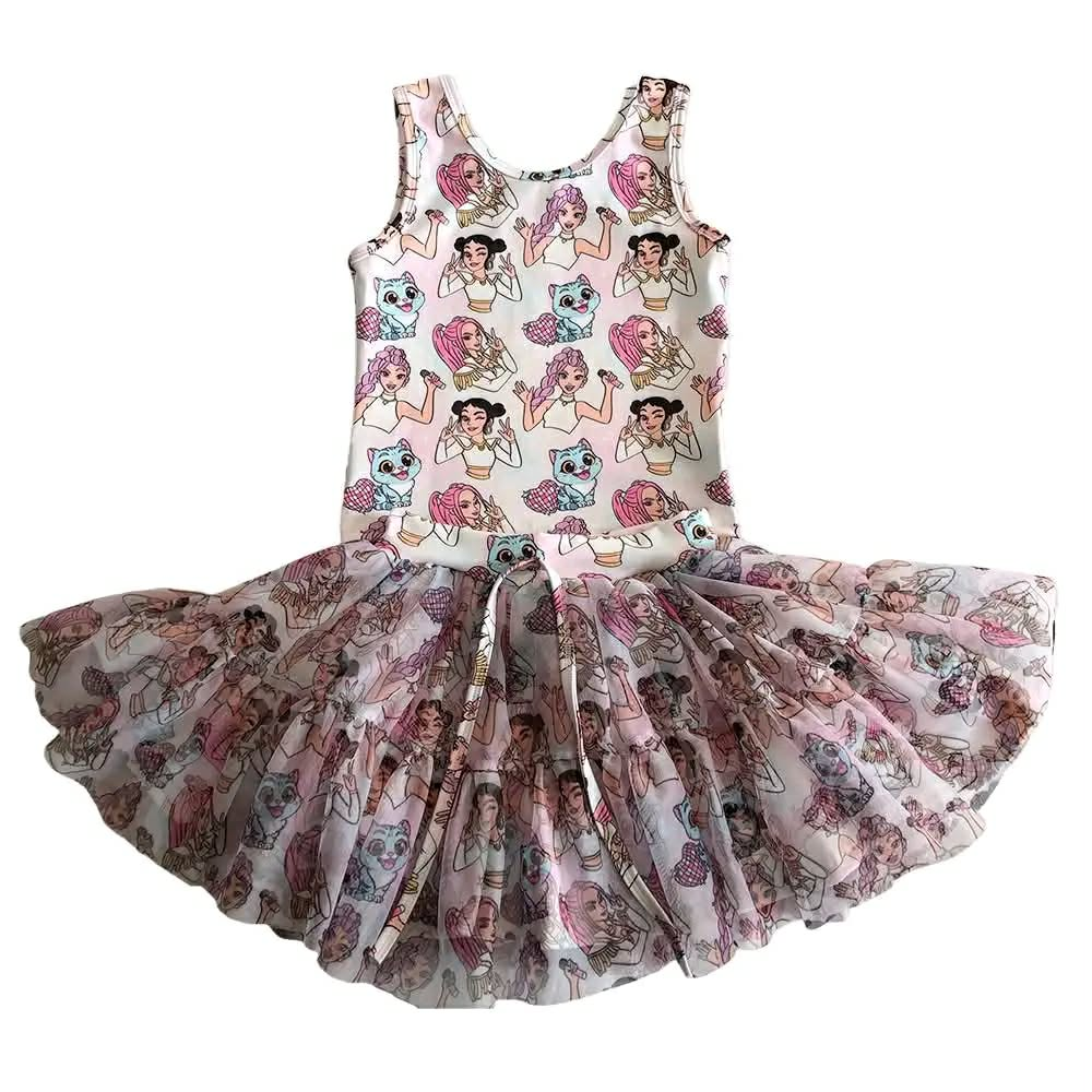 MOQ 5 PCS preorder GSD3654 K-POP Beige Sleeveless Top with Skirts for Girls Yoga Sets 202601