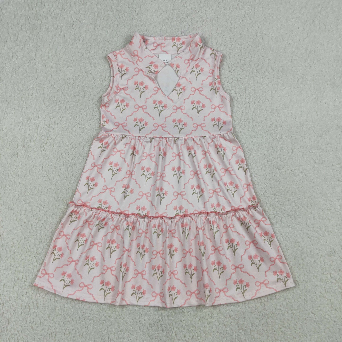 GSD3678 Flower Bows Pink Sleeveless Dresses for Girls 202603 RTS