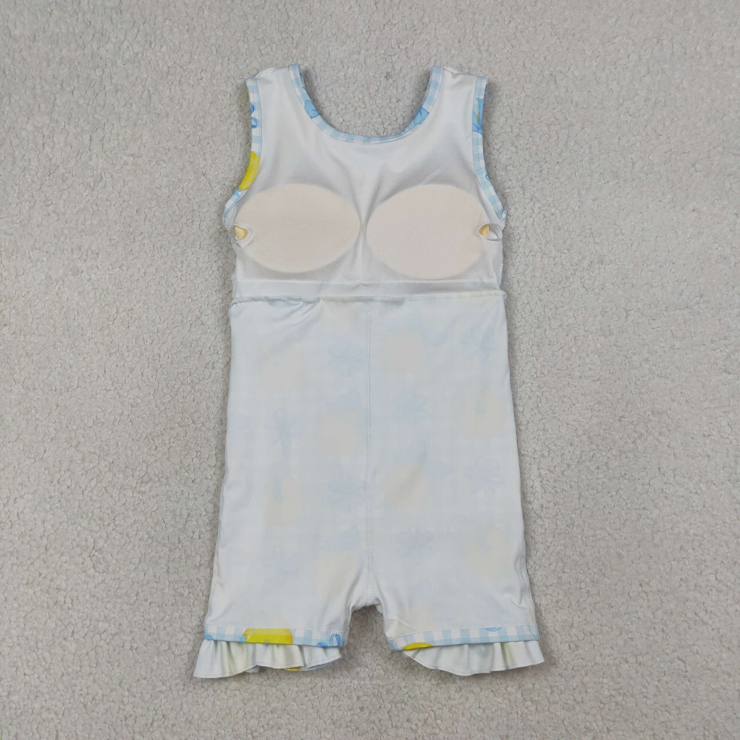 GSD3684 Lemon Blue Bows Plaid Ruffle Sleeveless Yoga Dresses for Girls 202603 RTS