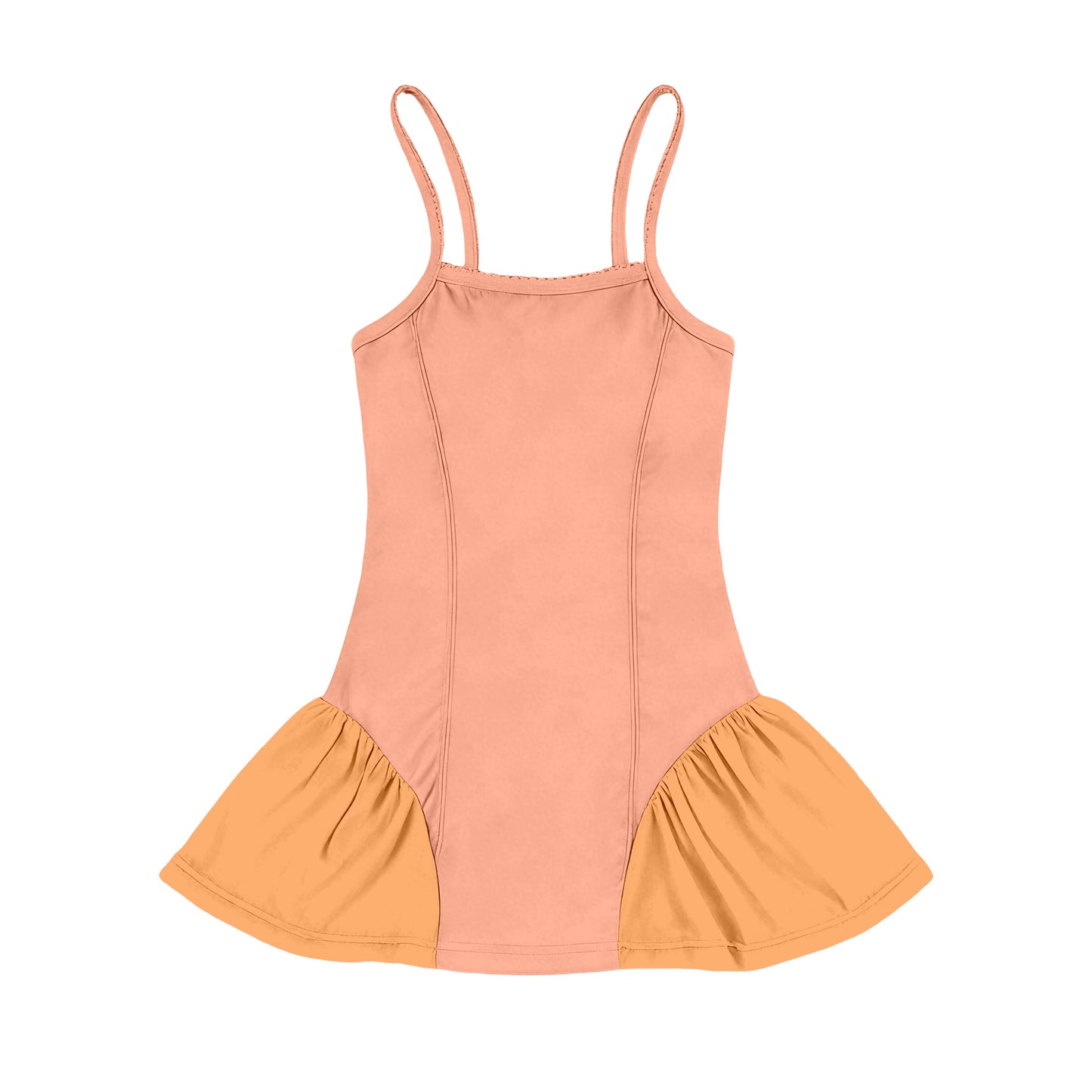 MOQ 5 PCS preorder GSD3690 Light Orange Patchwork Sleeveless Dresses for Girls 202601