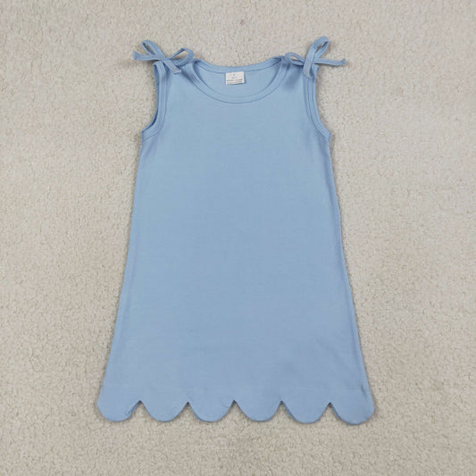 GSD3705 Solid Blue Bows Sleeveless Dresses for Girls 202603 RTS