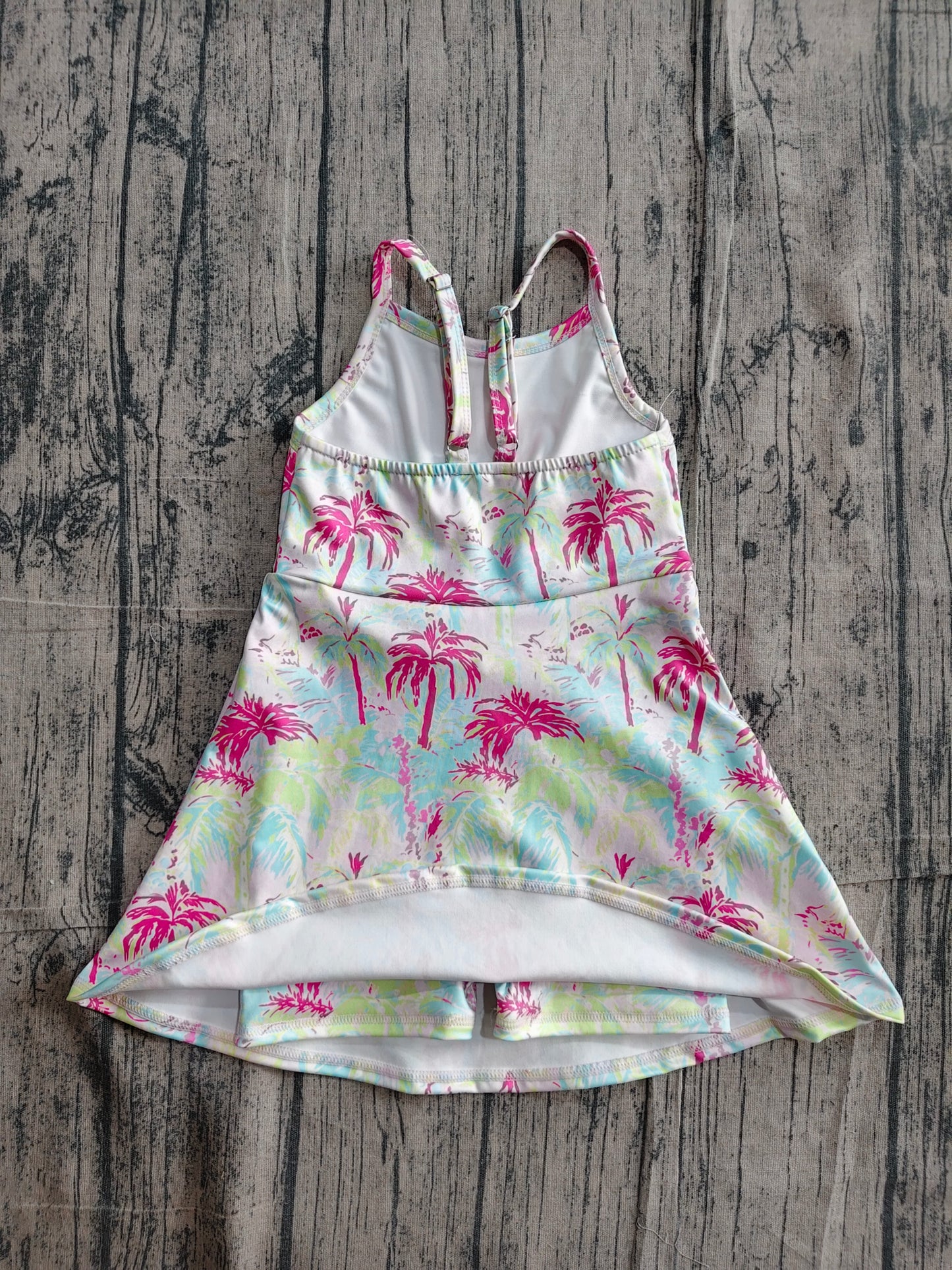 NO MOQ preorder GSD3708 Palm Tree Halter Yoga Dresses for Girls 202605