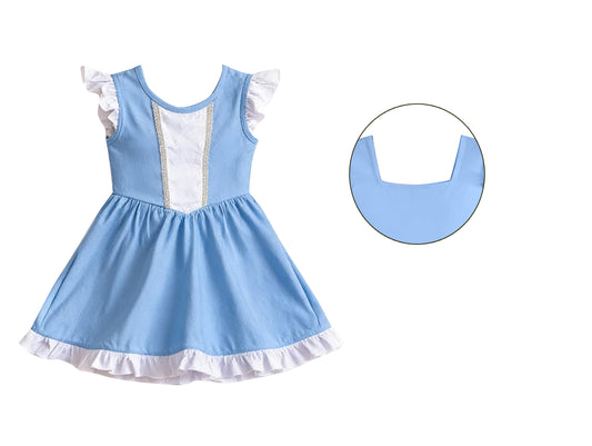 MOQ 5 PCS preorder GSD3710 Blue White Flying Sleeve Dresses for Girls 202601