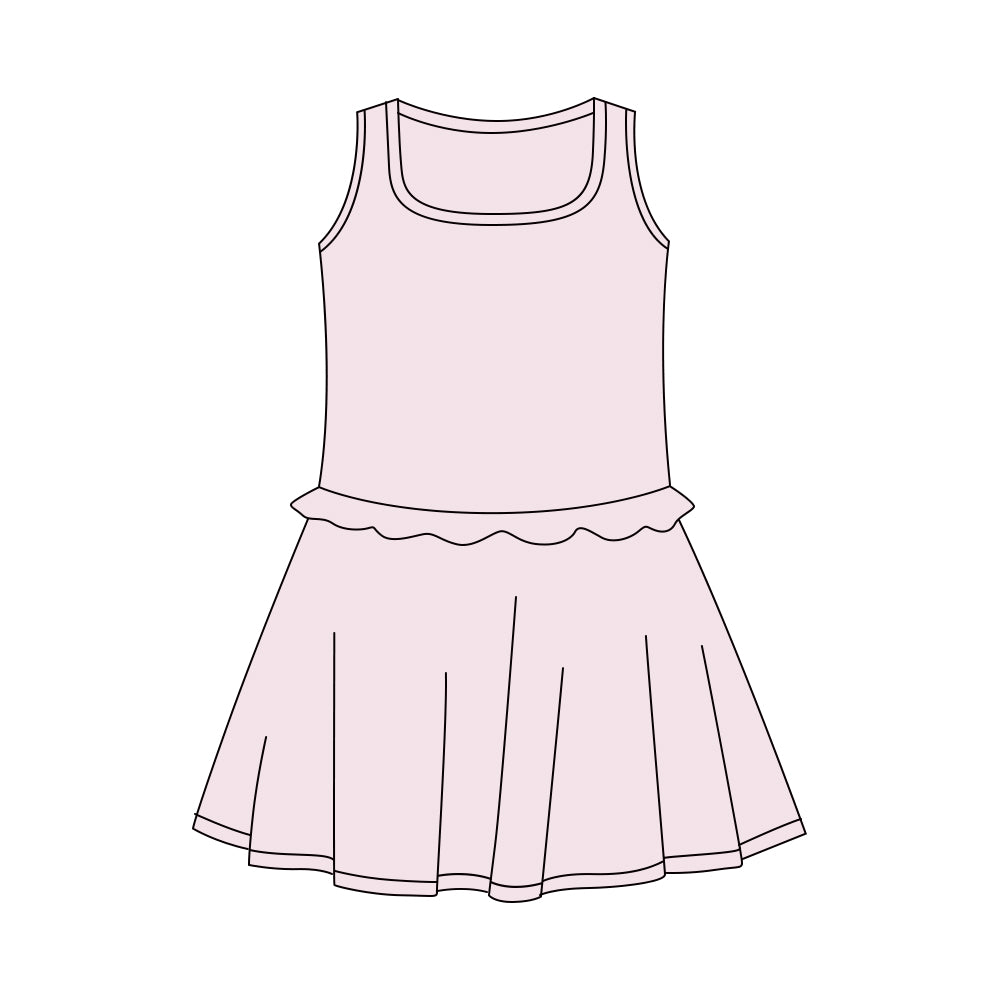 MOQ 5 PCS Preorder GSD3741 Solid Pink Ruffle Sleeveless Yoga Dresses for Girls 202601