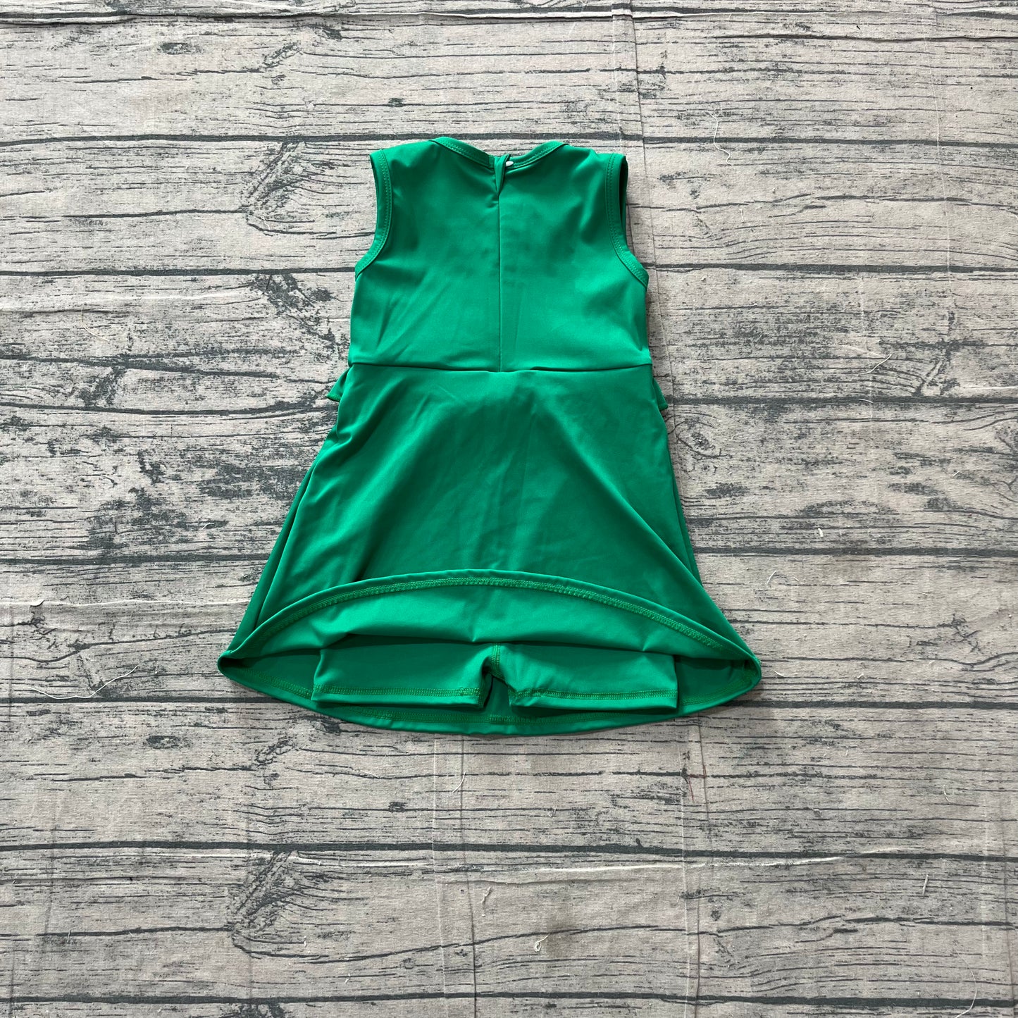 NO MOQ Preorder GSD3742 Solid Green Ruffle Sleeveless Yoga Dresses for Girls 202605
