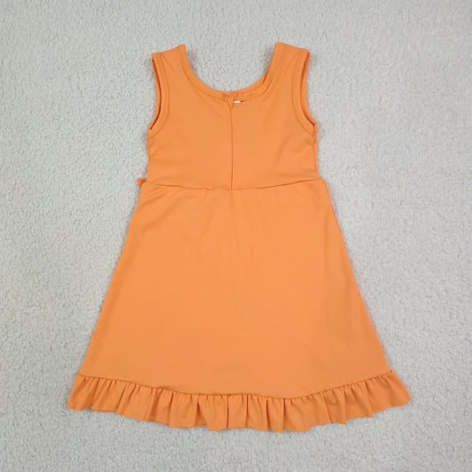 GSD3767 Solid Orange Bows Ruffle Sleeveless Yoga Dresses for Girls 202607 RTS