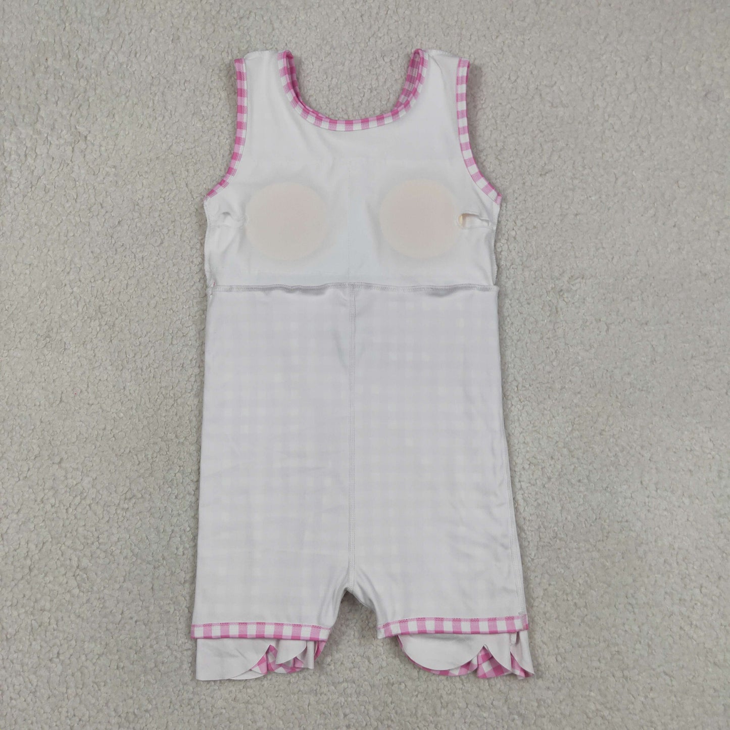 GSD3779 Solid Pink Plaid Bows Ruffle Sleeveless Yoga Dresses for Girls 202605 RTS