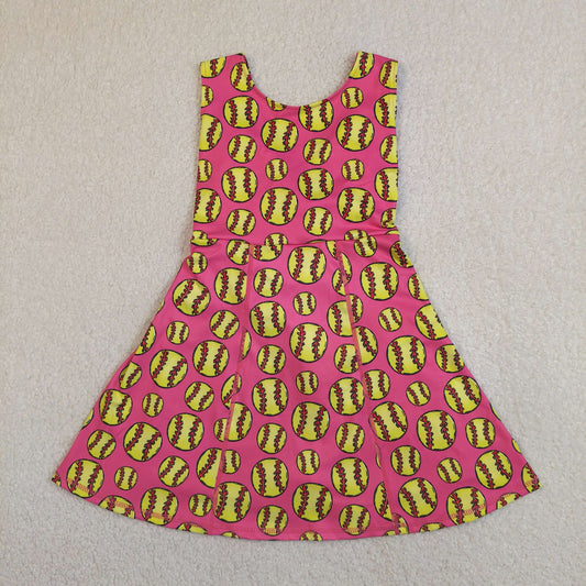 GSD3800 Softball Rose Red Yoga Dresses for Girls 202604 RTS