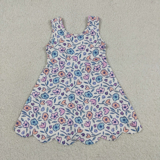 GSD3808 Flower Pink Bows Ruffle Sleeveless Yoga Dresses for Girls 202605 RTS