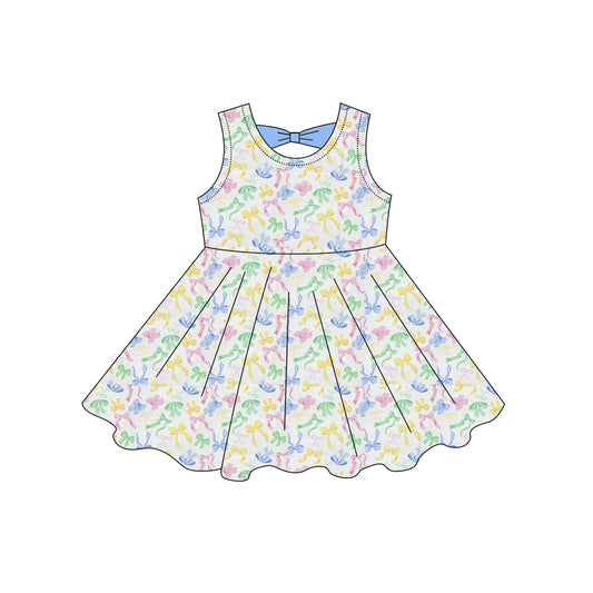 MOQ 5 PCS Preorder GSD3858 Colored Bows Sleeveless Dresses for Girls 202603