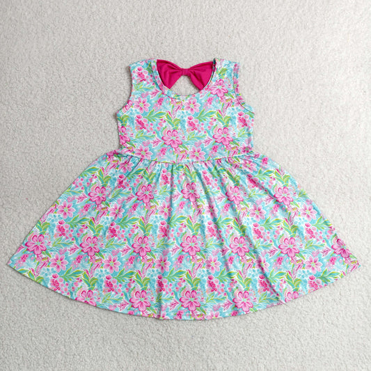 GSD3863 Flower Leaf Rose Red Bow Sleeveless Dresses for Girls 202606 RTS