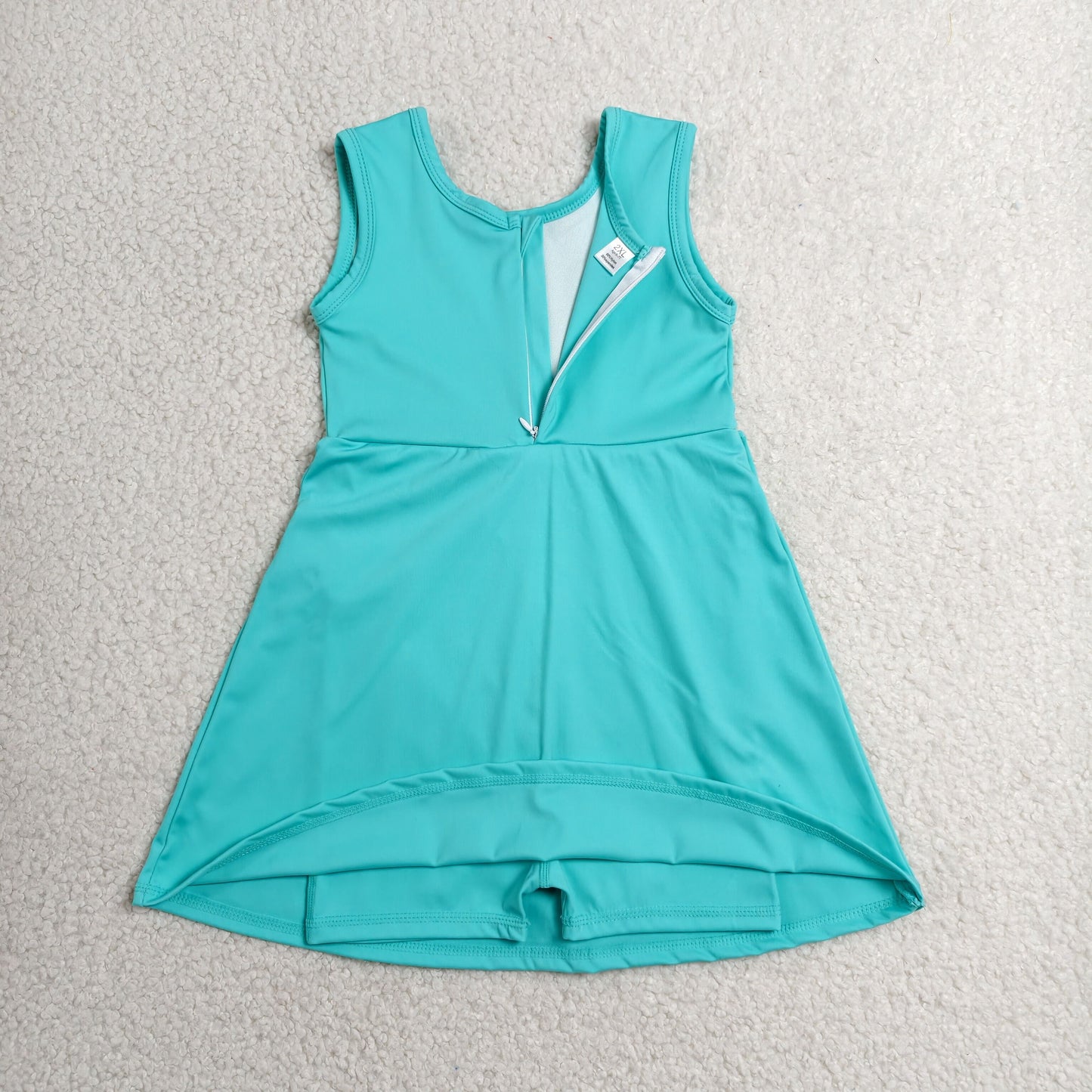 GSD3876 Solid Blue Green Bows Sleeveless Yoga Dresses for Girls 202606 RTS