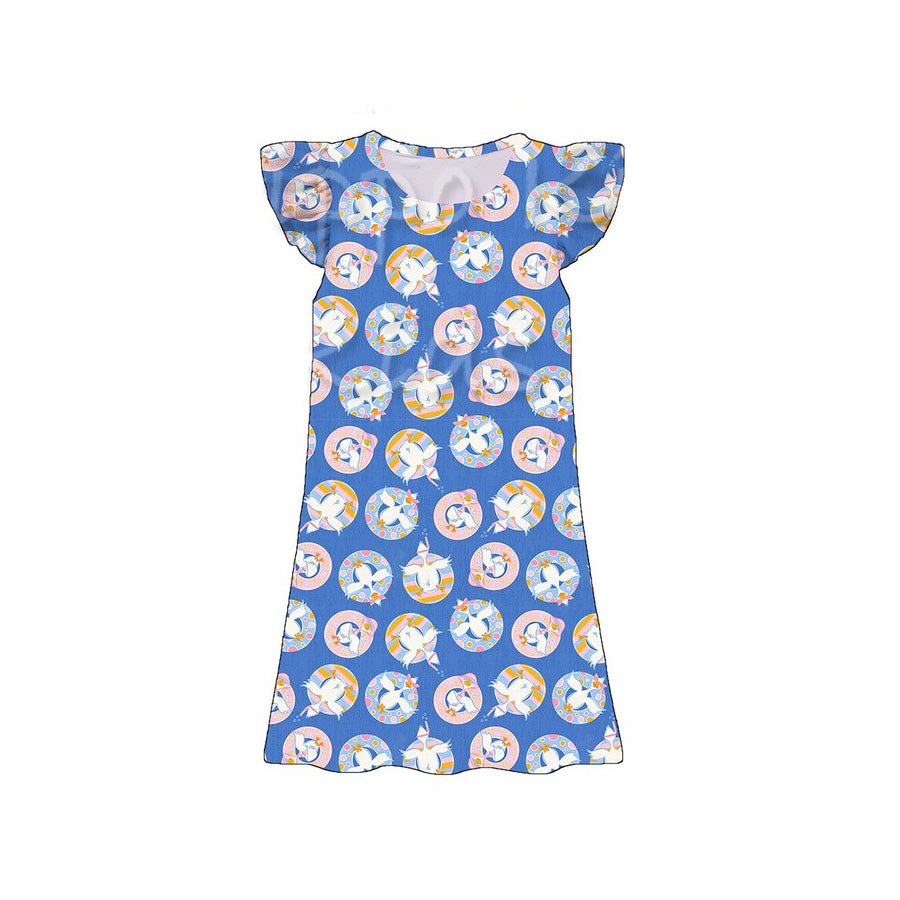 MOQ 5 PCS Preorder GSD3900 Goose Swim Ring Blue Fly Sleeve Dresses for Girls 202603
