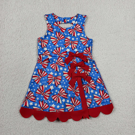 GSD3925 Bow Star Red Ruffle Blue Sleeveless Yoga Dresses for Girls 202606 RTS