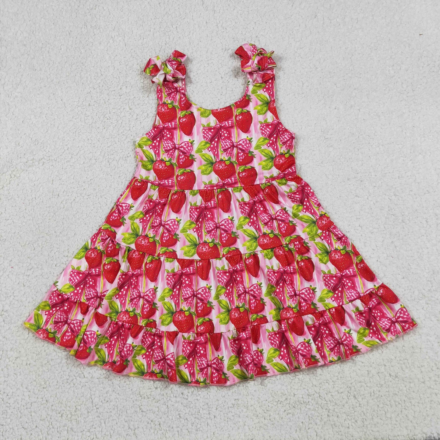 GSD3964 Strawberry Rose Red Ruffle Halter Dresses for Girls 202605 RTS