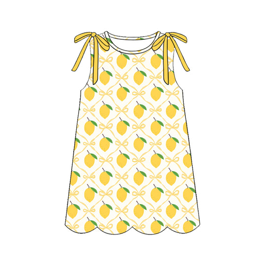 MOQ 5 PCS Preorder GSD3973 Lemon Yellow Bows Sleeveless Dresses for Girls 202603